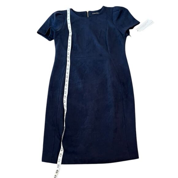 Calvin Klein Navy Short Sleeve Faux Suede Sheath Dress, Size 12, NWT - Picture 13 of 13
